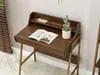 Bureau minimaliste RENO - noyer / or Voir les images du produit 4