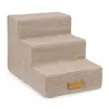A beige, three-step pet ramp made of corduroy fabric, shown against a white background. Náhled obrázku produktu