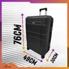 A black suitcase is shown with dimensions indicated by text and arrows. Anteprima dell’immagine prodotto