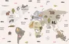 Vlies Fototapete - Pastel Map - Animals and Continents for Produktbild-Vorschau 6