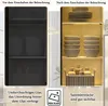 A split image showing a cabinet before and after its LED lighting is turned on, highlighting the difference in visibility and presentation of items inside. Voir les images du produit
