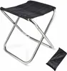 A black and silver folding stool with a black carrying bag. Produktbild-Vorschau