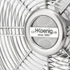 Close-up of a silver fan grille with a brand logo. Produktbild-Vorschau