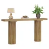 A wooden console table with a lamp and a potted plant on it, presented against a white background. Produktbild-Vorschau