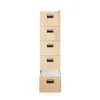 A tall, narrow filing cabinet with five drawers, one of which is partially open, against a white background. Produktbild-Vorschau