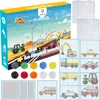 A product box for a bead craft kit with various vehicle designs, along with the beads and craft components. Produktbild-Vorschau