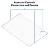 A transparent protective case for a tablet is shown from a diagonal angle, with lines pointing to different access points. Anteprima dell’immagine prodotto