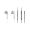 A set of white Huawei Am115 earphones with a silver inline remote and a silver audio jack, laid out against a white background. Produktbild-Vorschau