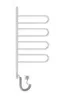 A silver electric towel rack with four hinged arms is shown against a white background. Podgląd zdjęcia produktu