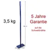 A blue concrete tamper with dimensions and warranty information displayed. Produktbild-Vorschau