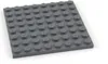 A single dark gray LEGO baseplate is shown from a diagonal angle against a white background. Produktbild-Vorschau