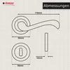 Technical drawing of a door handle set with dimensions. Produktbild-Vorschau