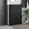 vidaXL Botník černý 80x21x125,5 cm materiál na bázi dřeva Náhled obrázku produktu 2
