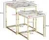 WOHNLING Beistelltisch 2er Set Weiß Marmor Optik Eckig Produktbild-Vorschau 3