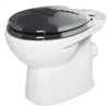 A white toilet with a black toilet seat. Produktbild-Vorschau