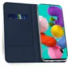 A blue flip case for a smartphone is shown open, with the phone displaying a colorful wallpaper. A credit card is visible in a slot on the inside of the case. Náhľad obrázku produktu