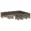 11-tlg. Garten-Sofagarnitur mit Kissen Grau Poly Rattan Produktbild-Vorschau 1