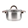 A stainless steel pot with gold handles and a glass lid, presented on a white background. Náhľad obrázku produktu
