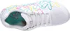 A top-down view of a white Skechers sneaker with a floral pattern. Produktbild-Vorschau