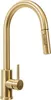 A close-up studio shot of a gold kitchen faucet. Podgląd zdjęcia produktu
