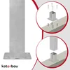 An illustration showing how to install a post holder, with close-up views of the installation process. Produktbild-Vorschau