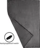 A folded dark gray blanket on a white background, with a circular icon and text indicating it is skin-friendly and soft. Produktbild-Vorschau