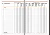 An open ledger book showing columns for income and expenses. Produktbild-Vorschau