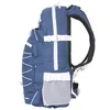 Side view of a blue backpack with white accents. Produktbild-Vorschau