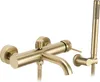 A gold-colored bathtub faucet with a handheld showerhead, shown against a white background. Anteprima dell’immagine prodotto