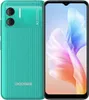 A teal smartphone is shown next to its screen displaying a colorful abstract image. Produktbild-Vorschau