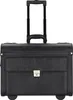 A black pilot case with a retractable handle and wheels, shown from the front against a white background. Produktbild-Vorschau