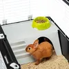 A small orange rabbit is in a cage, near a plastic tunnel and stairs. A green bowl of food is on top of the tunnel. Náhľad obrázku produktu