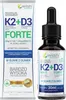 A product box and bottle of Vitamin K2+D3 Forte drops. Produktbild-Vorschau