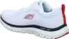 A side view of a white Skechers sneaker with red accents. Produktbild-Vorschau