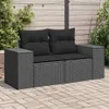 vidaXL Gartensofa mit Kissen 2-Sitzer Schwarz Poly Rattan Produktbild-Vorschau 2