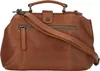 A brown leather handbag is shown from the back. Podgląd zdjęcia produktu
