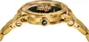 A close-up side view of a gold Versace watch with a black face and a gold Medusa head. Produktbild-Vorschau