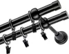 A close-up, angled view of a double curtain rod with rings and clips. Produktbild-Vorschau