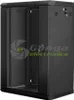 A black server rack cabinet with a glass door and two keys visible. Produktbild-Vorschau