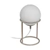A white globe lamp on a silver stand against a white background. Produktbild-Vorschau