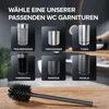 A collage of toilet brush holders with text overlay, with a toilet brush in the foreground. Produktbild-Vorschau