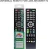 Two universal remote controls for LCD/LED smart TVs are displayed side-by-side against a white background. One remote is in its packaging. Podgląd zdjęcia produktu