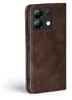 A brown flip-style phone case for a Xiaomi Redmi Note 13 is shown against a white background. Produktbild-Vorschau