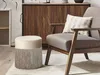 BELIANI Pouf Taupe Samtstoff mit Fransen Rund Boho-Stil Produktbild-Vorschau 2