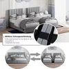 A bedroom scene with two beds, and a close-up of a bed connection mechanism. Produktbild-Vorschau