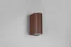 A brown outdoor wall light mounted on a light gray wall. Voir les images du produit