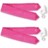 Two pink fabric ribbons with attached hooks and rings, presented on a white background. Produktbild-Vorschau