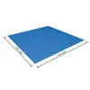 A blue square tarp is shown from a slightly elevated diagonal angle, with dimensions indicated by lines and text. Produktbild-Vorschau