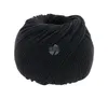 A ball of black yarn with a logo in the center. Produktbild-Vorschau
