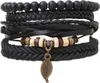 Camerazar Set de bracelets en cuir pour hommes avec perles Voir les images du produit 2
